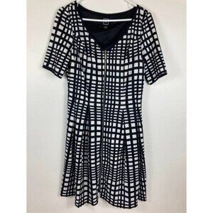 Womens RM LL‎ Checked Geometric Dress Black White 8